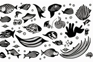 Wave on the ocean made of fish tattoo idea