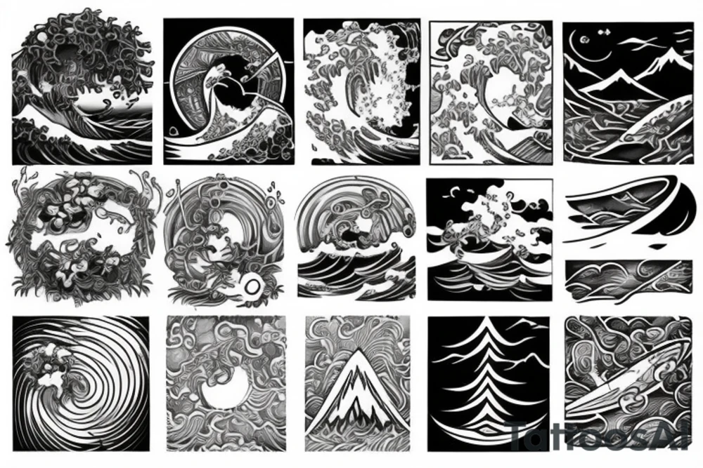 Surf-inspired tattoo embracing the beauty of nature for an outgoing individual. tattoo idea