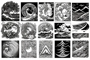 Surf-inspired tattoo embracing the beauty of nature for an outgoing individual. tattoo idea