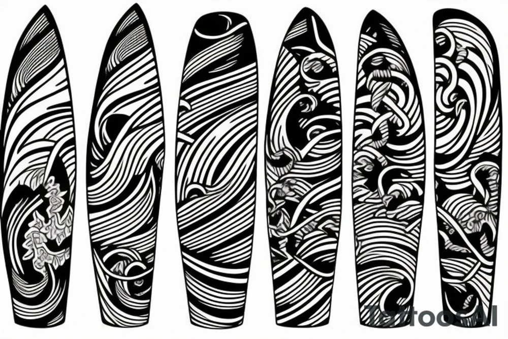 Surf-inspired tattoo embracing the beauty of nature for an outgoing individual. tattoo idea