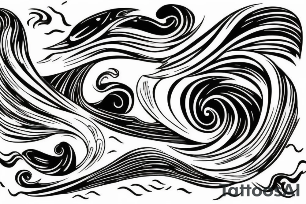 A fusion of powerful waves and serene nature representing an extroverted soul tattoo idea