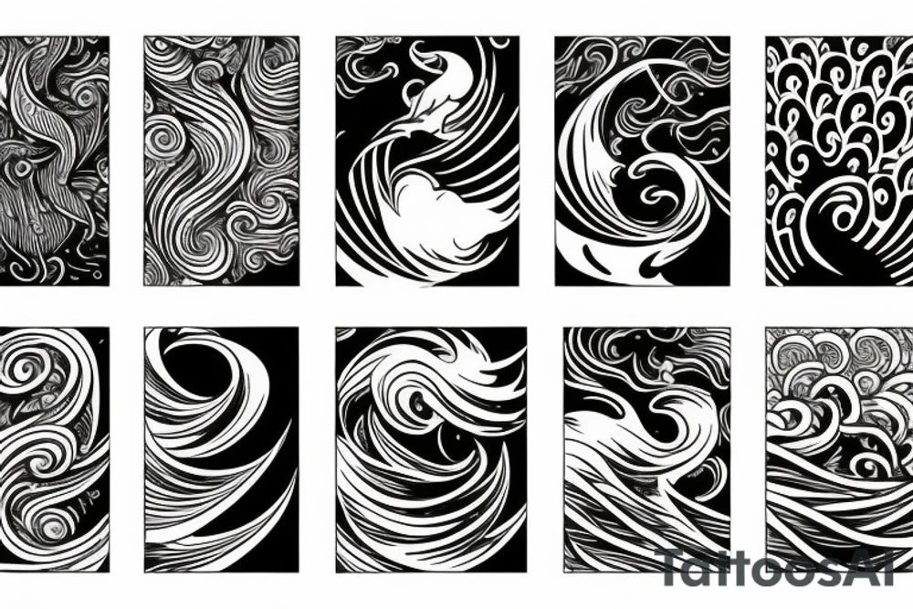 A fusion of powerful waves and serene nature representing an extroverted soul tattoo idea