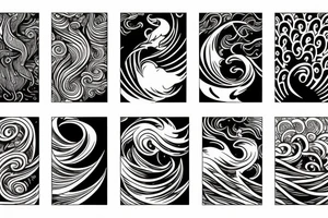 A fusion of powerful waves and serene nature representing an extroverted soul tattoo idea