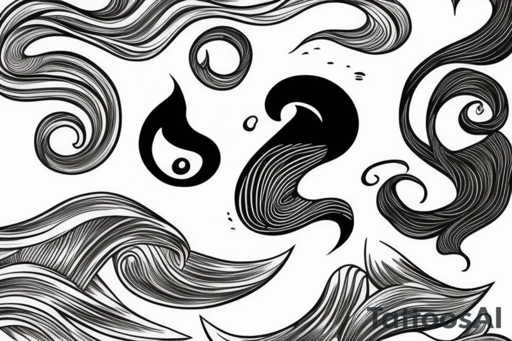 A fusion of powerful waves and serene nature representing an extroverted soul tattoo idea