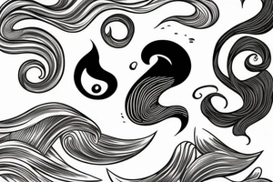 A fusion of powerful waves and serene nature representing an extroverted soul tattoo idea
