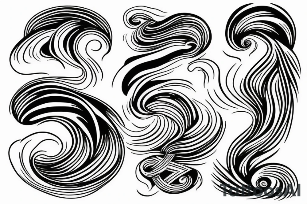 A fusion of powerful waves and serene nature representing an extroverted soul tattoo idea