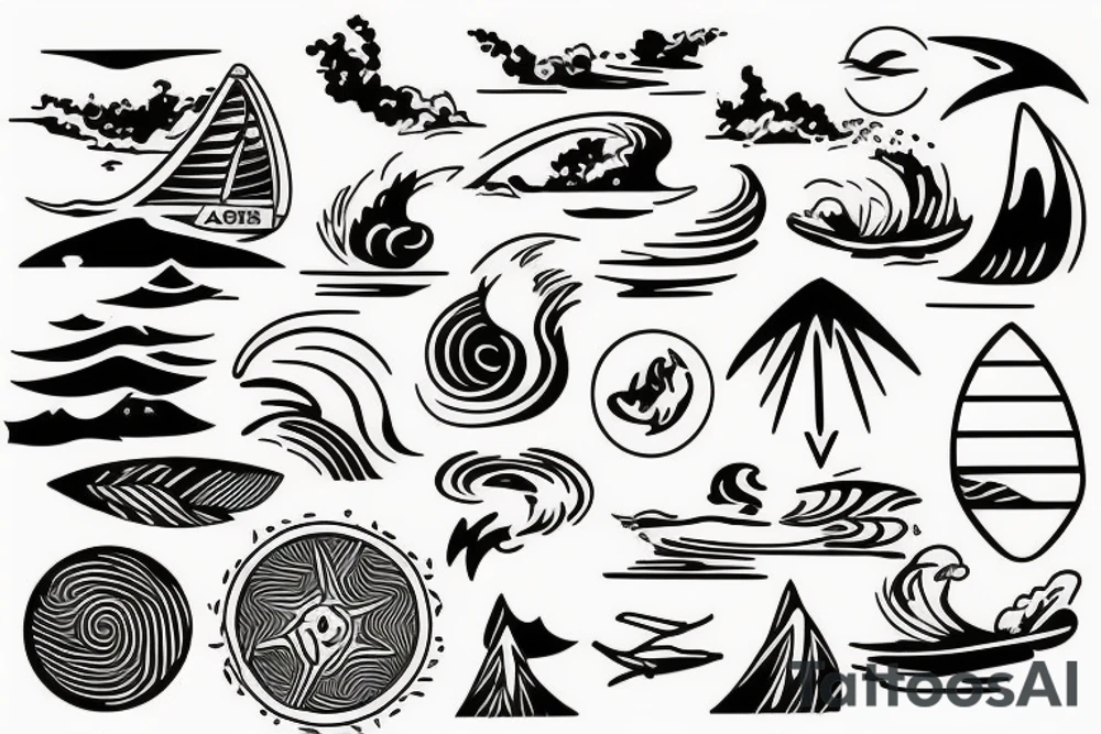 Nature and surf-themed design capturing the spirit of an extroverted adventurer. tattoo idea