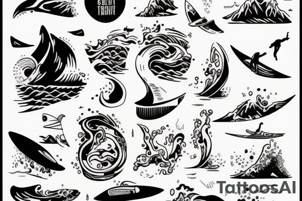 Nature and surf-themed design capturing the spirit of an extroverted adventurer. tattoo idea