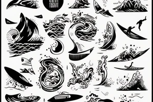 Nature and surf-themed design capturing the spirit of an extroverted adventurer. tattoo idea