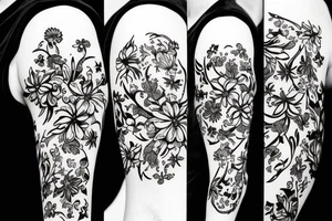 a bull  with a floral background tattoo idea