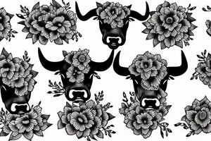 a bull  with flowers tattoo idea