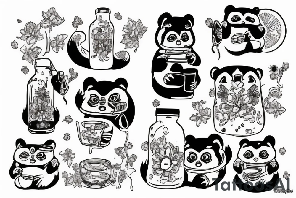 TANUKI DRINKING SOJU BOTTLE tattoo idea