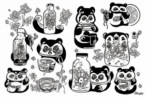 TANUKI DRINKING SOJU BOTTLE tattoo idea