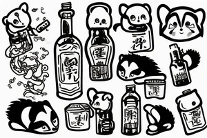 TANUKI DRINKING SOJU BOTTLE tattoo idea