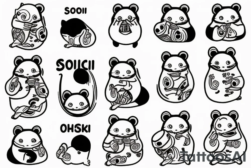 TANUKI DRINKING SOJU BOTTLE tattoo idea