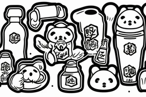 TANUKI DRINKING SOJU BOTTLE tattoo idea