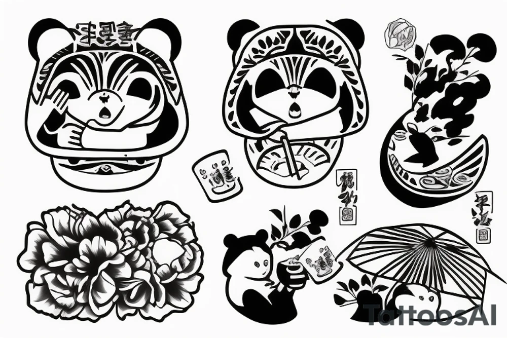 TANUKI DRINKING SOJU BOTTLE tattoo idea