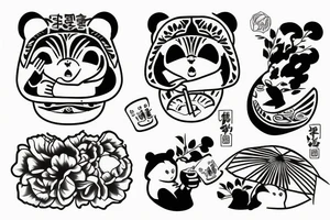 TANUKI DRINKING SOJU BOTTLE tattoo idea
