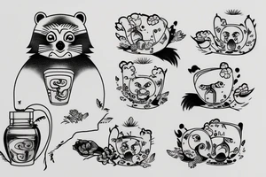 TANUKI DRINKING SOJU BOTTLE tattoo idea