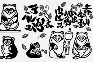 TANUKI SITTING DRINKING SOJU BOTTLE tattoo idea