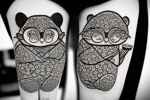 TANUKI SITTING DRINKING SOJU BOTTLE tattoo idea