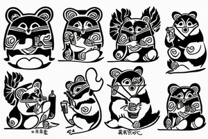 TANUKI SITTING DRINKING SOJU BOTTLE tattoo idea
