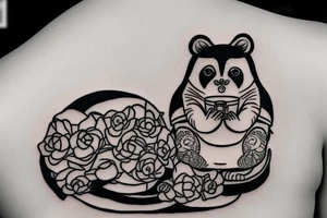 TANUKI SITTING DRINKING SOJU BOTTLE tattoo idea