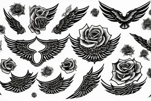 angel wings roses and the name Tiffany tattoo idea