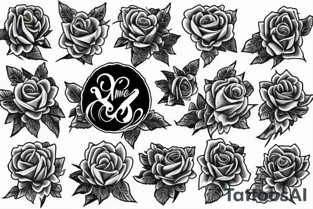 angel wings roses and the name Tiffany tattoo idea