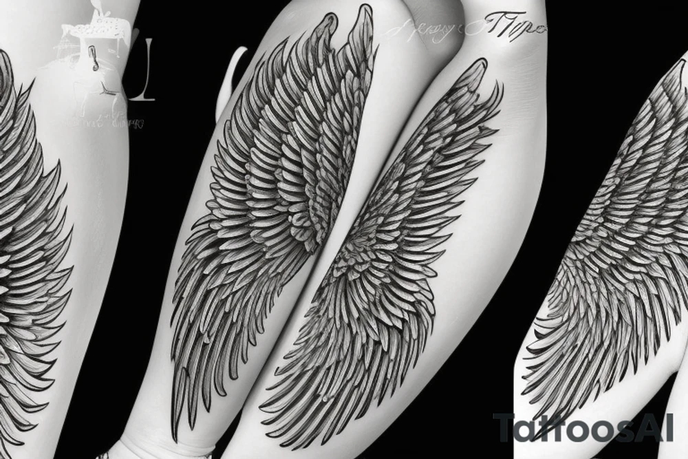 angel wings and the name Tiffany tattoo idea