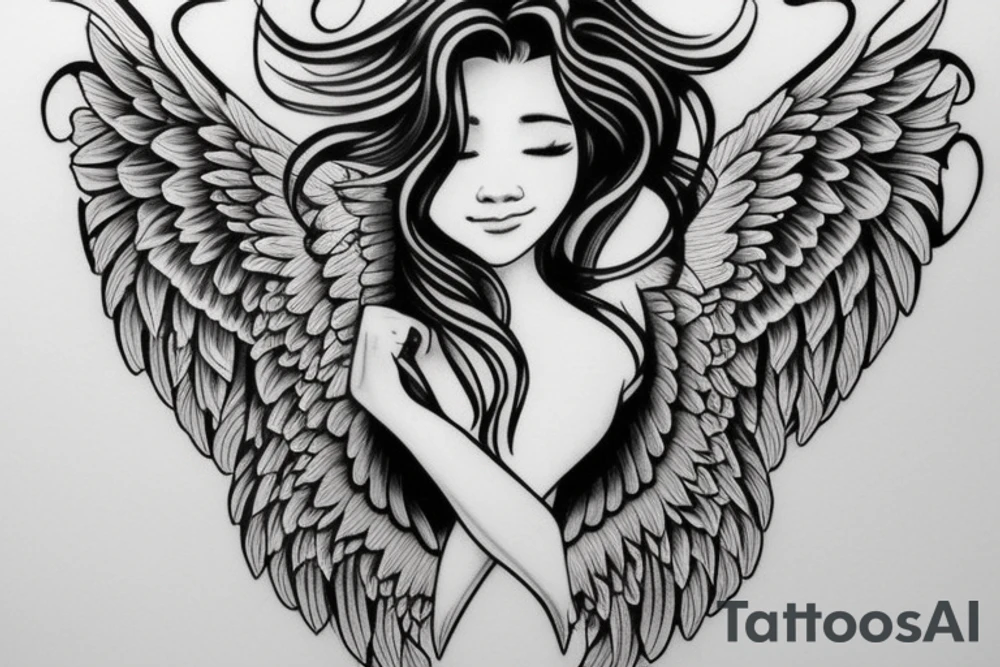 angel wings and the name Tiffany tattoo idea