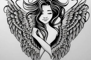 angel wings and the name Tiffany tattoo idea
