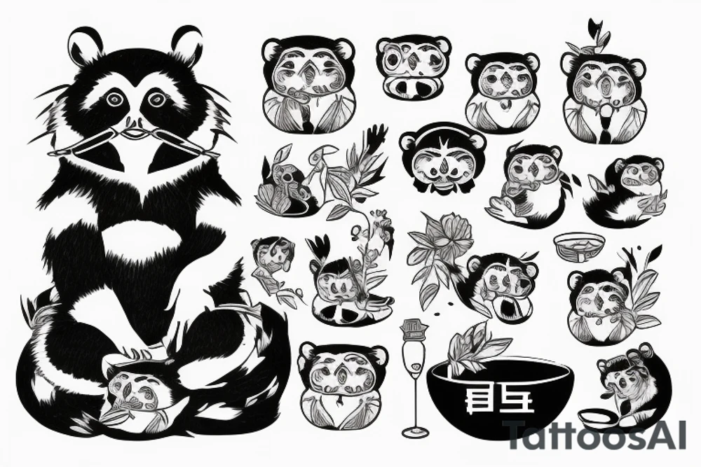TANUKI SITTING DRINKING SOJU BOTTLE tattoo idea
