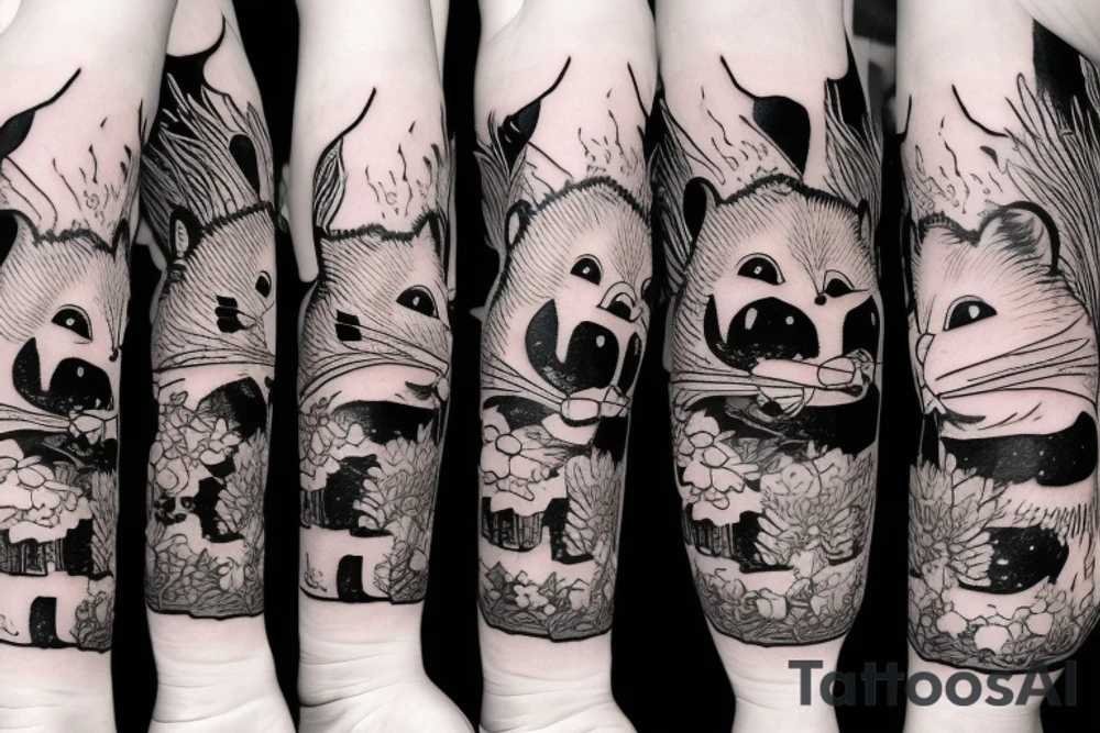 TANUKI SITTING DRINKING SOJU BOTTLE tattoo idea