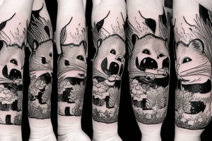 TANUKI SITTING DRINKING SOJU BOTTLE tattoo idea