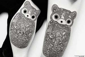 TANUKI SITTING DRINKING SOJU BOTTLE tattoo idea