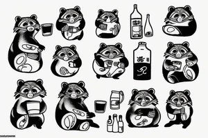 DRUNK TANUKI SITTING DRINKING SOJU BOTTLE tattoo idea