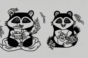 DRUNK TANUKI SITTING SOJU BOTTLE tattoo idea
