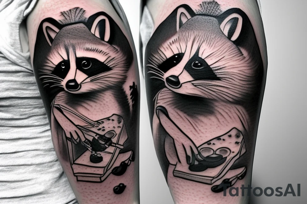 DRUNK RACCOON  SITTING SOJU BOTTLE tattoo idea