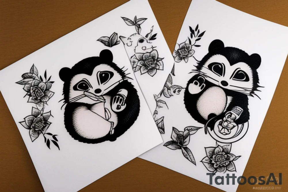 TANUKI SITTING WITH SOJU BOTTLE tattoo idea