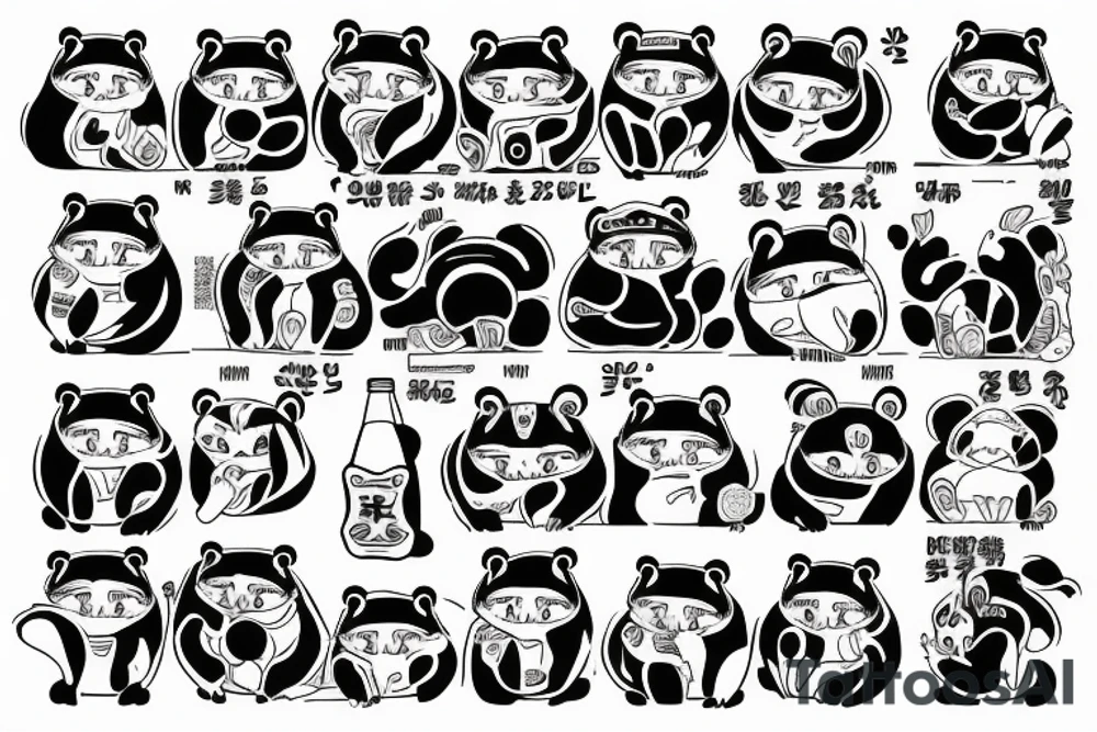 TANUKI STANDING WITH SOJU BOTTLE tattoo idea