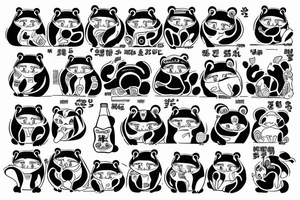 TANUKI STANDING WITH SOJU BOTTLE tattoo idea