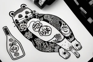TANUKI WITH SOJU BOTTLE tattoo idea