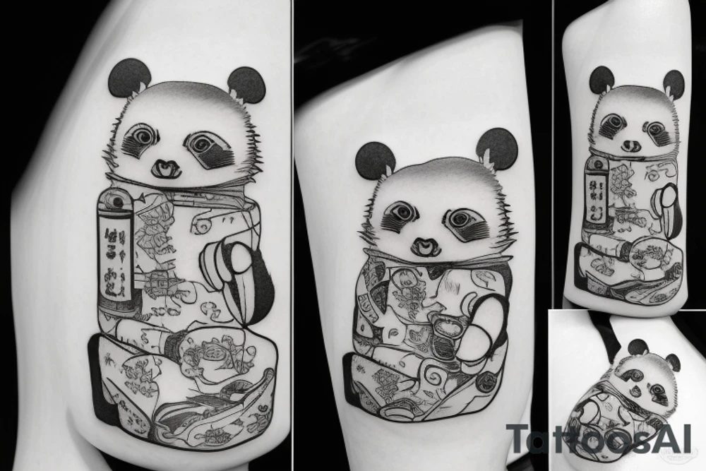 TANUKI WITH SOJU BOTTLE tattoo idea
