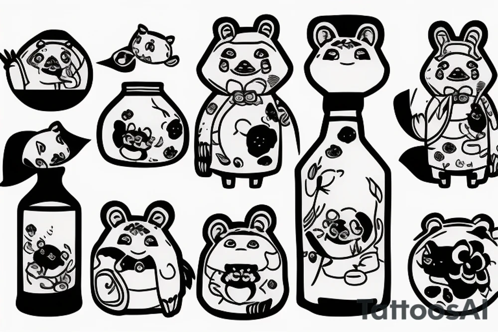 TANUKI WITH SOJU BOTTLE tattoo idea