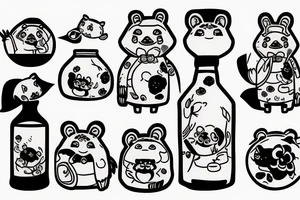 TANUKI WITH SOJU BOTTLE tattoo idea