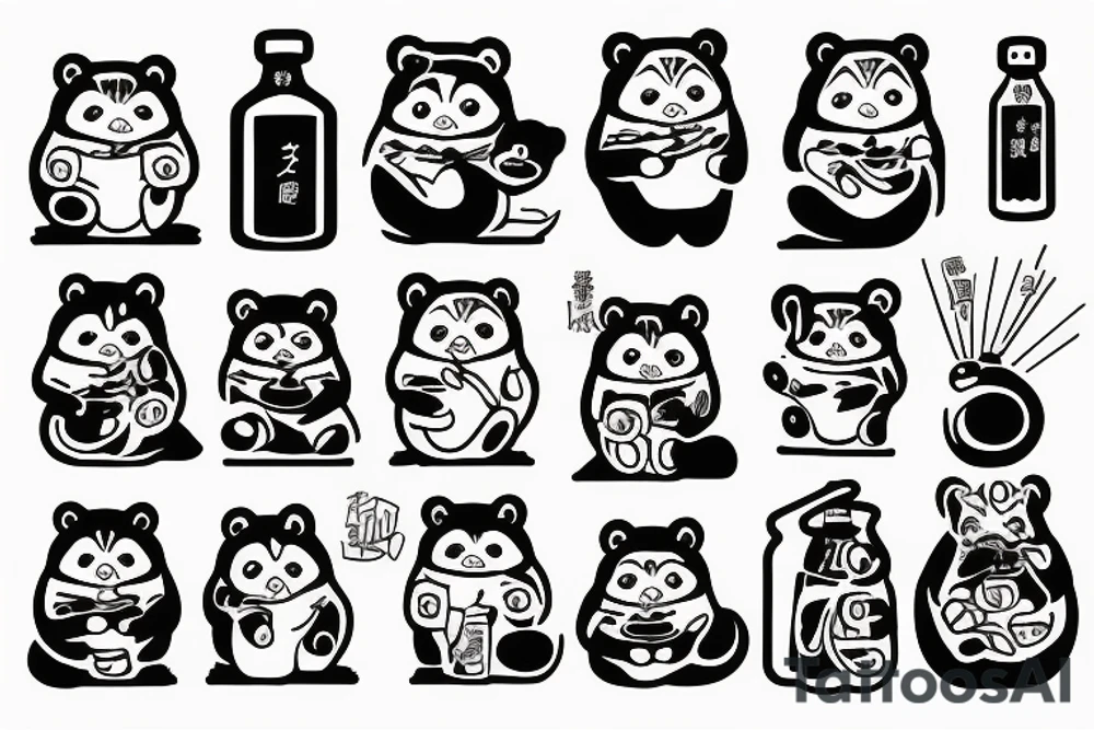 TANUKI WITH SOJU BOTTLE tattoo idea