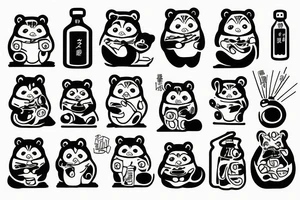 TANUKI WITH SOJU BOTTLE tattoo idea