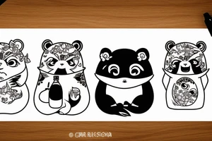 JAPANESE TANUKI WITH SOJU BOTTLE tattoo idea