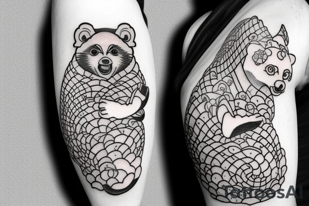 JAPANESE TANUKI WITH SOJU BOTTLE tattoo idea
